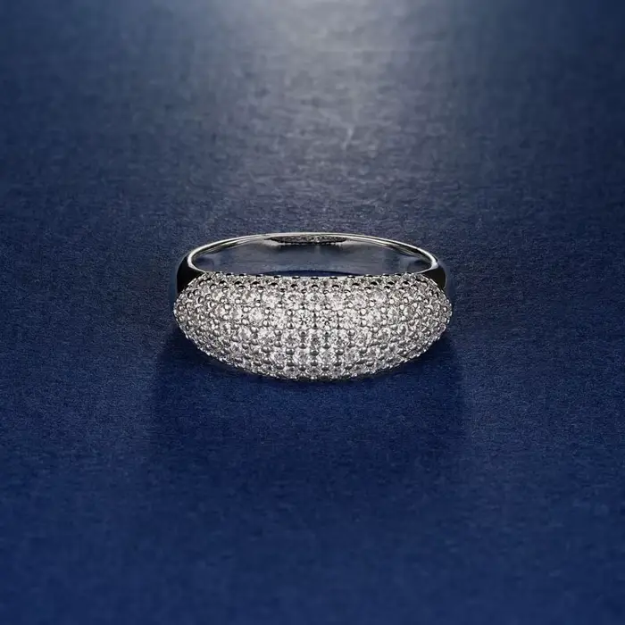 Rrjzz – bague d'éternité Vintage plaquée or 14 carats, coupe ronde, imitation diamant pavé, pour fem