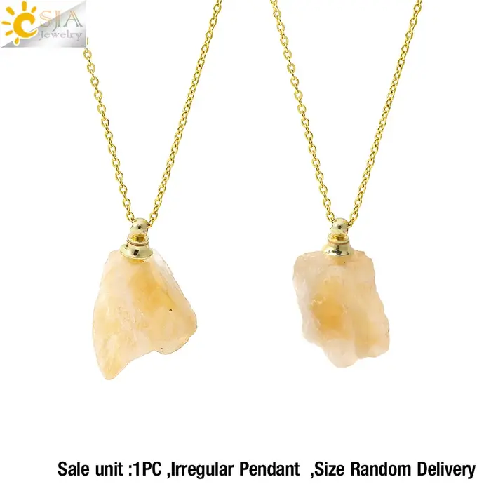 Colliers en pierre brute naturelle irrégulière CSJA, pendentifs en cristal, chaîne en acier inoxydab