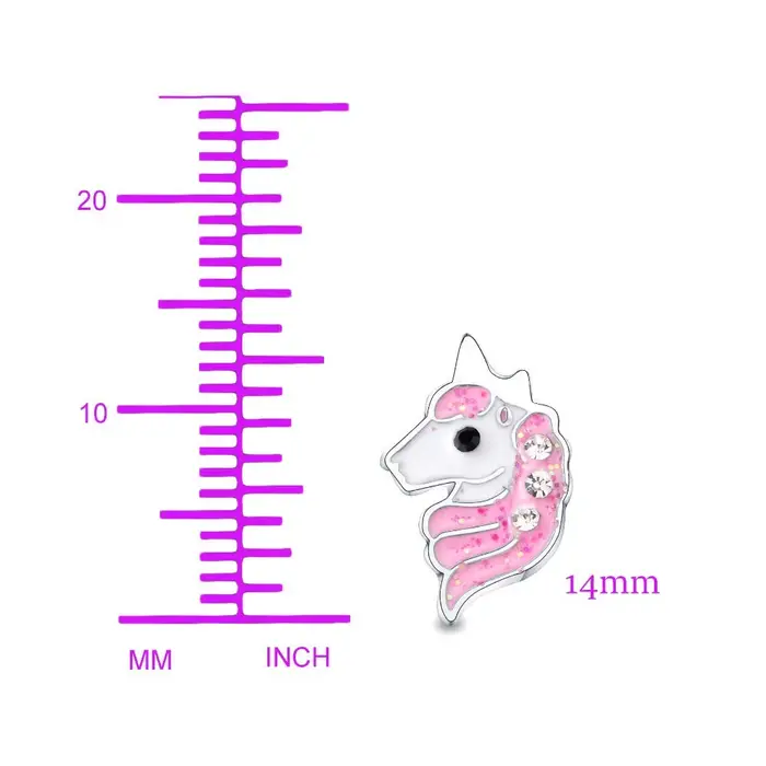 Boucles d'oreilles licorne hypoallergéniques en argent rose clair scintillant avec Zircon pour petites filles, bijoux pour enfants, fête d'anniversaire