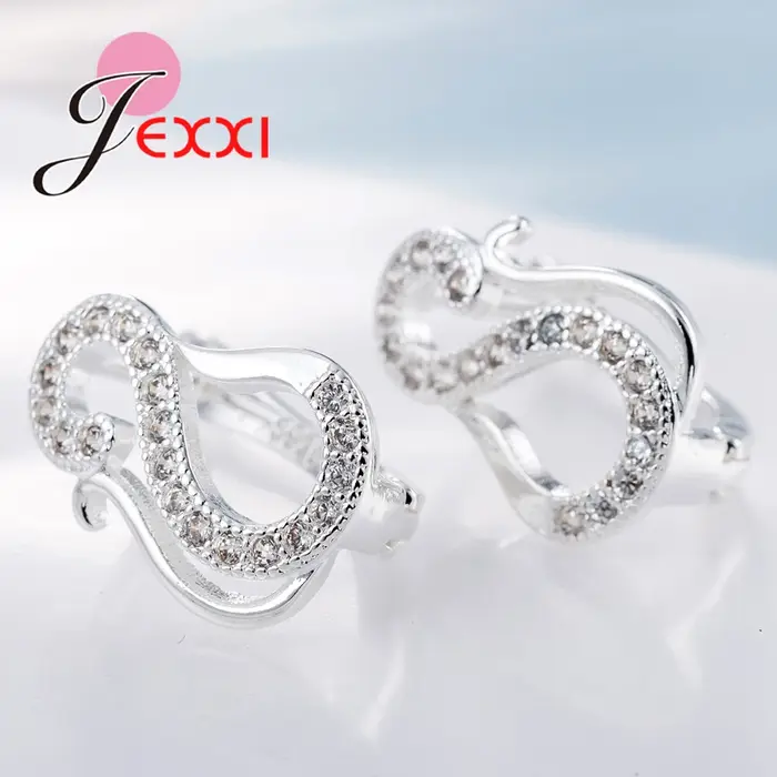 "S" Design 925 boucles d'oreilles rondes en argent Sterling femmes bijoux de fête à la mode brillant