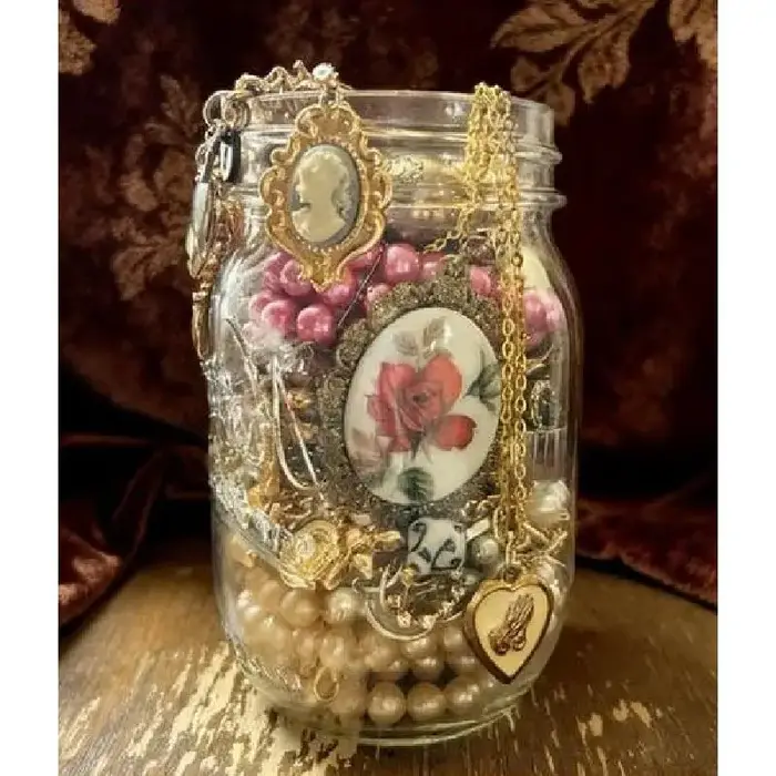Pot Mystère à Bijoux Vintage Style Bohème avec Boucles d'Oreilles Bagues Colliers Bracelets Occasions Spéciales Cadeau Surprise
