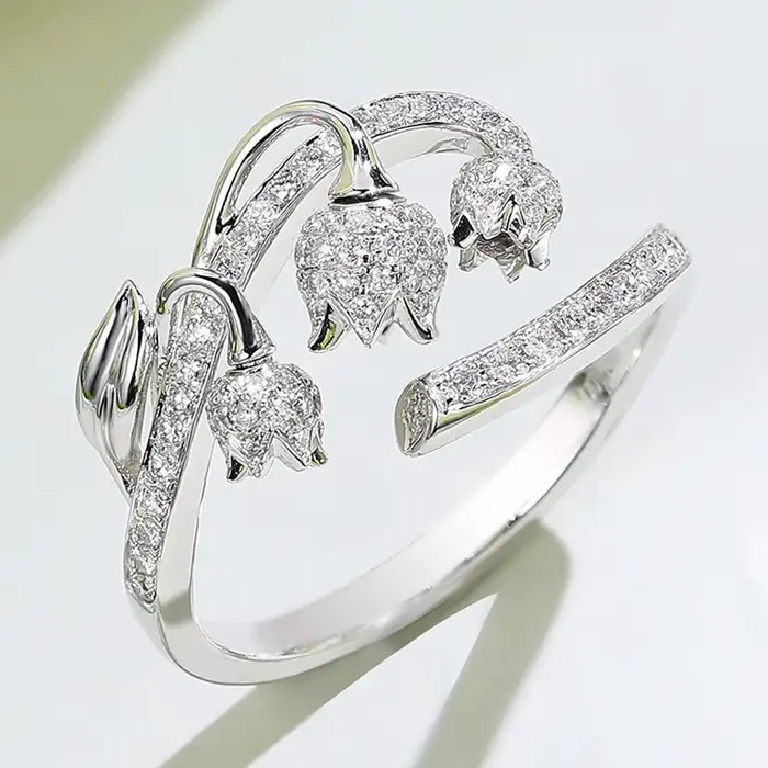Huretailers-Bague d'ouverture chic pour femme, accessoires de fête de fiançailles, design délicat, b