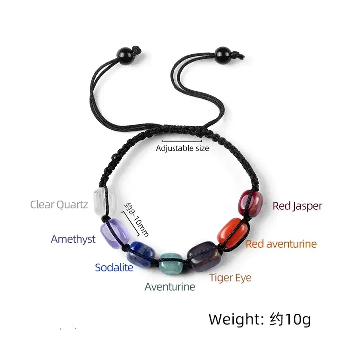 Bracelet 7 chakras en pierre naturelle et cristal