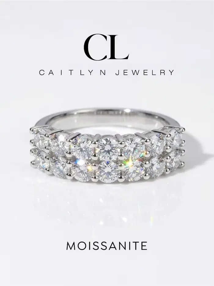 Bague d'éternité en moissanite véritable 1,4 carat pour femme, en argent sterling 925, pour tous les jours et les fêtes, magnifique bijou de haute qualité