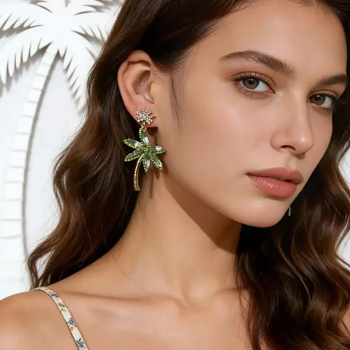 Boucles d'oreilles pendantes en alliage incrustées de diamants