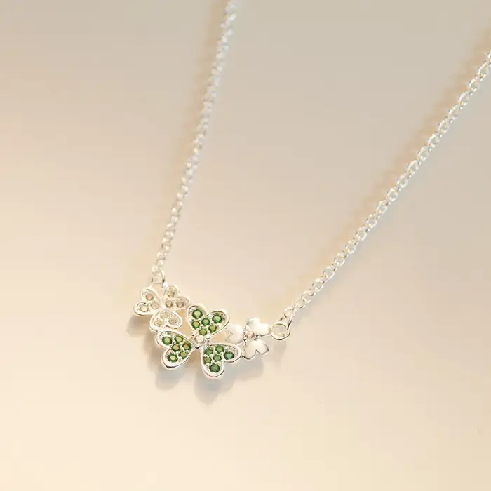 Collier trèfle à trois feuilles en argent Sterling 925 Original