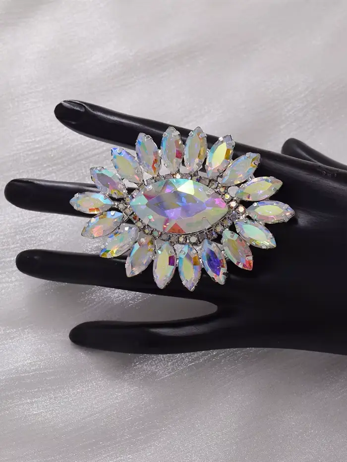 Grande Bague Ovale Ajustable de 5.2x7.3cm pour Femme, Bijoux de Spectacle de Mode, de Mariage, en Cl
