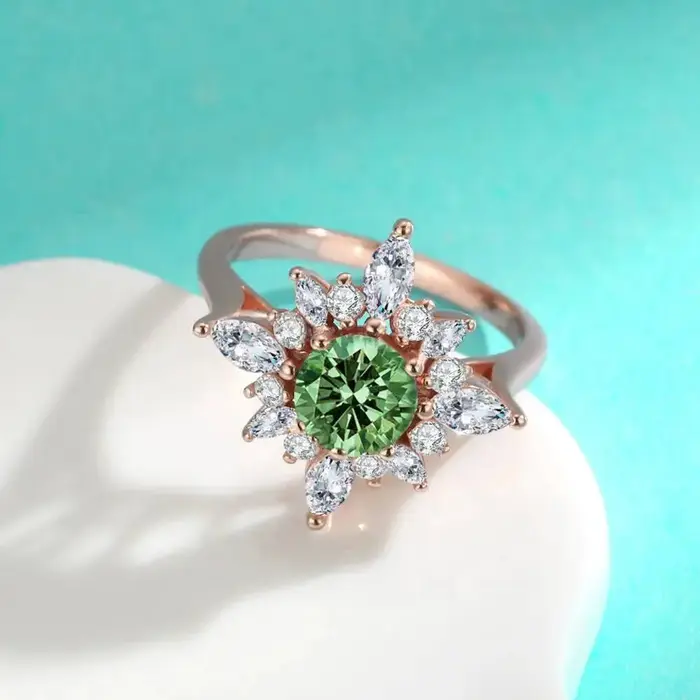 Bague en argent sterling 925 sertie de moissanite multicolore pour femme, bijou cocktail élégant et unique pour soirée et occasions spéciales