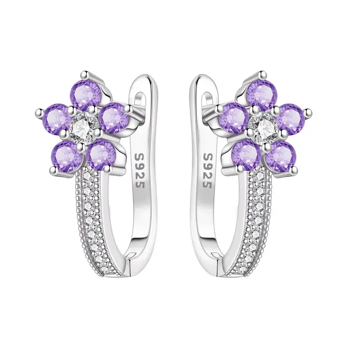 MISEFF – boucles d'oreilles en argent Sterling S925, fleur d'orchidée, bleu et violet, style Vintage