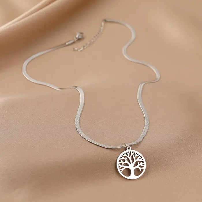 HIPEE mode serpent os chaîne collier pour hommes femmes arbre de vie pendentif collier serpent chaîn