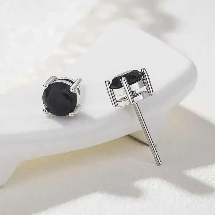 Jellystory – boucles d'oreilles Vintage en argent 925, bijoux en obsidienne de forme ronde, pour fem