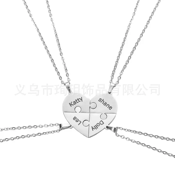 Collier avec nom de Puzzle en forme de cœur pour femmes
