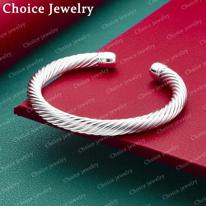 Bracelet en argent sterling 925, style torsion, pour femme et homme, bijoux tendance, accessoires de