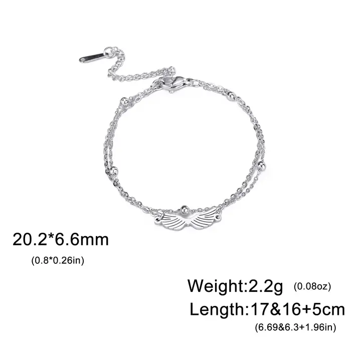 Skyrim-Bracelet à Breloques Ailes d'Ange pour Femme et Fille, Bijou en Acier Inoxydable localité, Pe