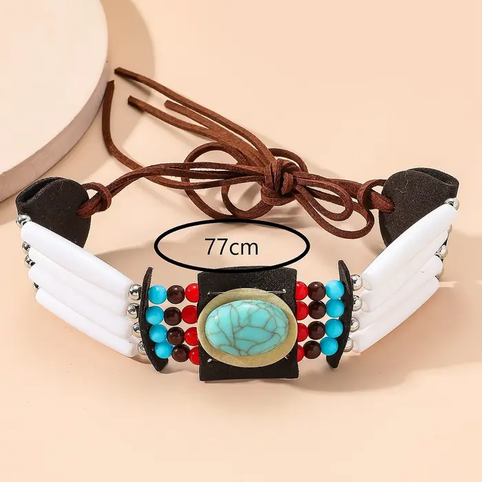 Collier ethnique gitane Boho pour femmes, bijoux de déclaration, Turquoises indiens, pendentifs