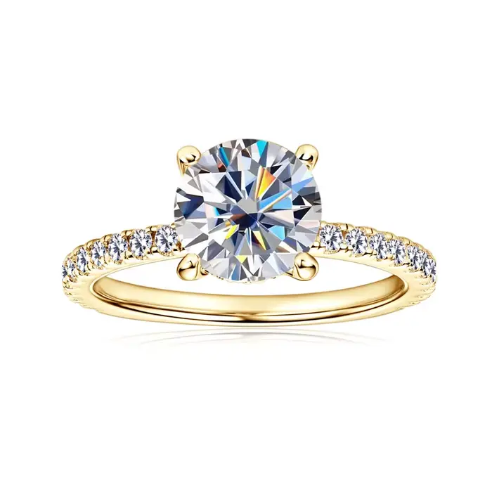 Lnngy 8mm 2ct Moissanite Halo bague certifié 925 en argent Sterling bagues de fiançailles pour femme