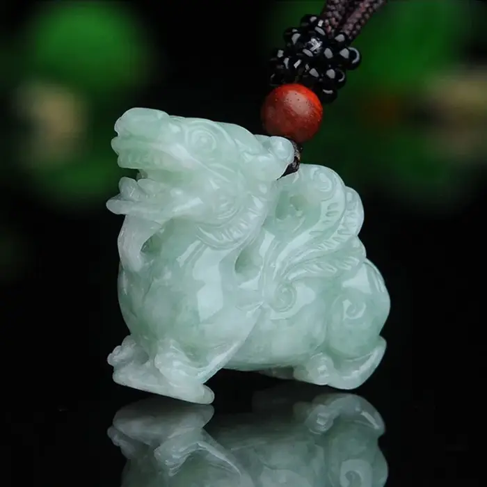 Collier pendentif troupes courageuses en jadéite du Myanmar, amulette porte-bonheur, collier Pi Xiu,