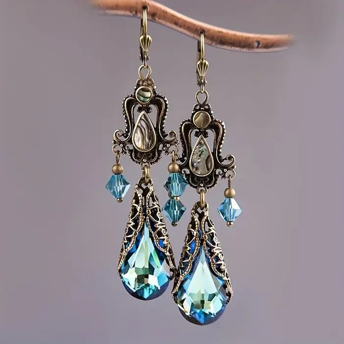 Boucles d'oreilles pendantes esthétiques en métal vintage