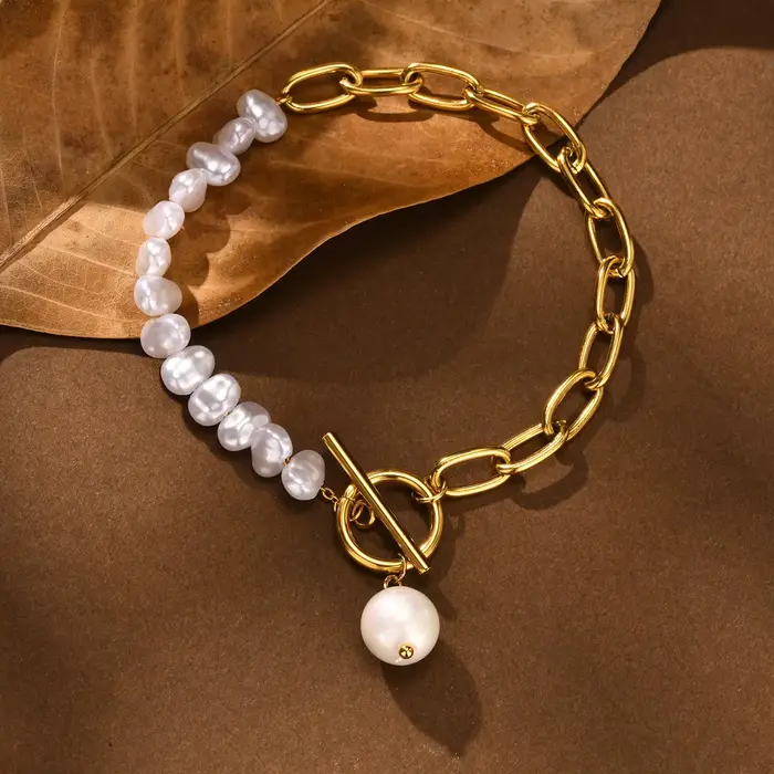 Bracelet à breloques en perles baroques d'imitation pour femmes