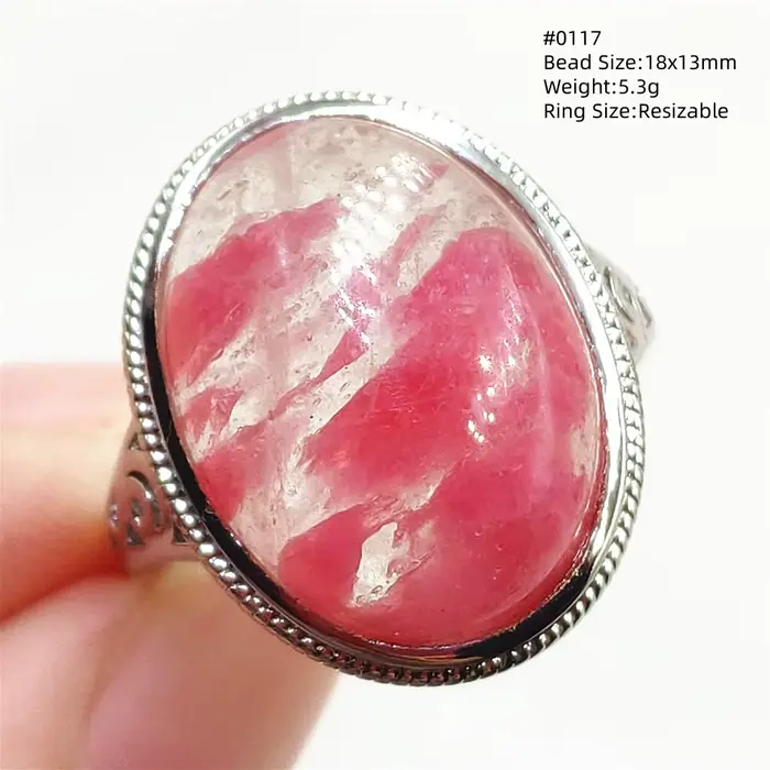 Bague en rhodonite naturelle rouge réglable pour femmes occasions spéciales anniversaires élégance amour
