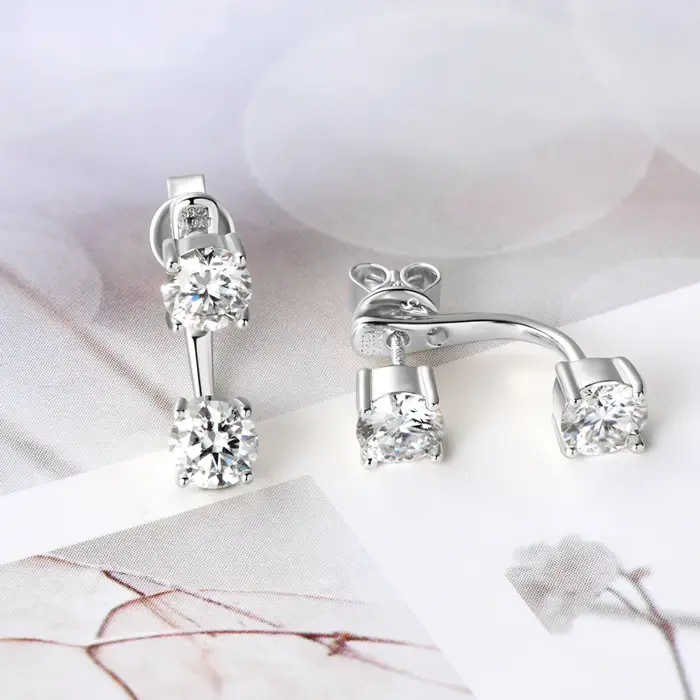 OXTAO D VVS1 Moissanite boucle d'oreille pour femmes 925 boucles d'oreilles en argent Sterling scintillant laboratoire