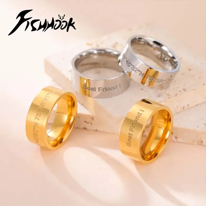 Bague de doigt avec nom gravé pour Couple de mariage
