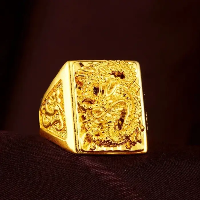 Bague Dragon couleur or 18 carats pour homme, couleur or vietnamien, bague réglable de luxe, bijoux 