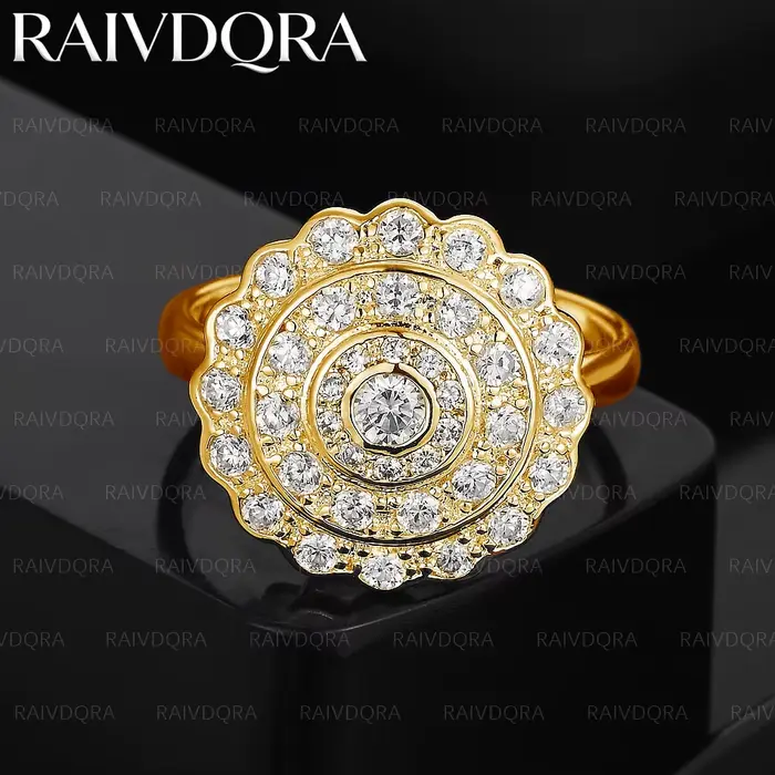 Bague fleur en Zircon plaqué or 18 carats pour femmes, bijoux à la mode, Vintage, charme gracieux, c
