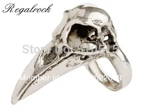 Bague Gothique en Forme de Crâne d'Oiseau, Bijoux Punk Oddity Goth