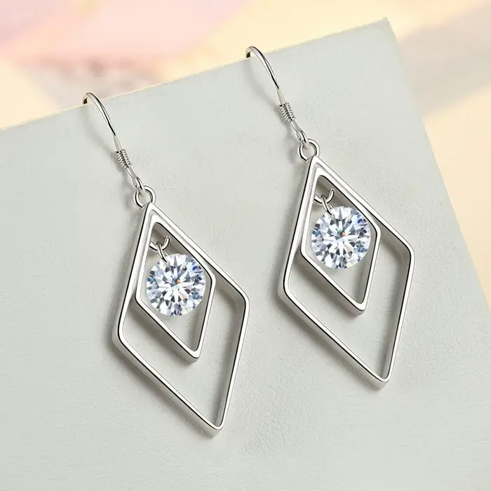Buyee-Boucles d'oreilles pendantes en argent regardé 925 pour femmes et filles, grandes boucles d'or