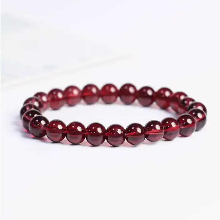 Bracelet en perles de pierre de grenade rouge naturelle de haute qualité, charme grenat pour femme, 