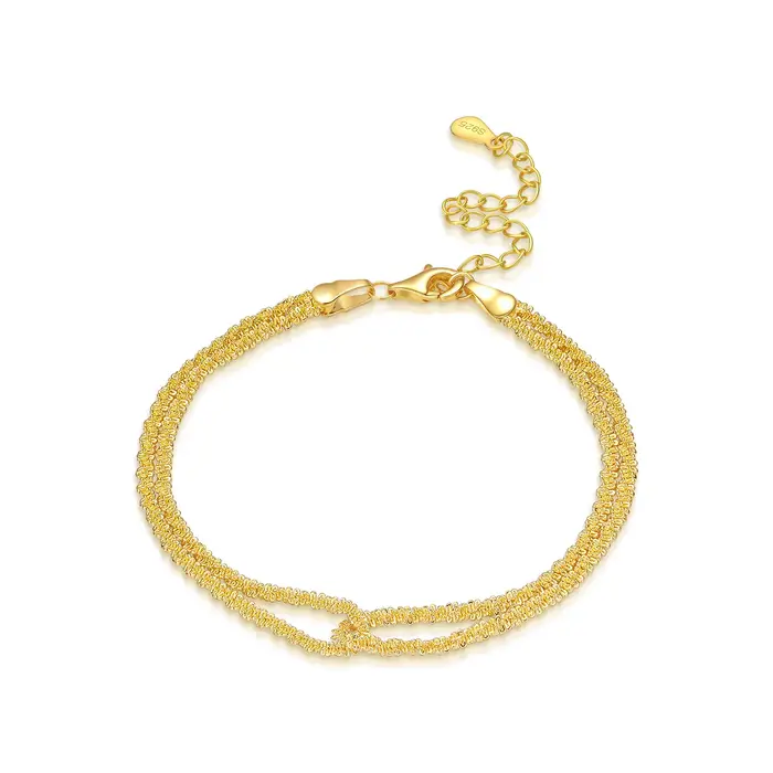 PANPOKI S925 Bracelet double minimaliste en argent sterling pour femme, bijoux tendance pour fête et