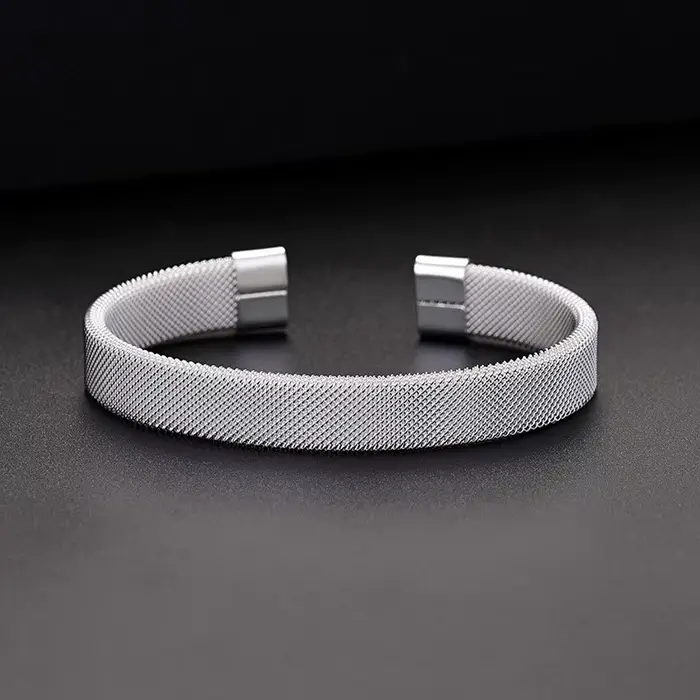 Bracelet fin en argent regardé 925 pour hommes et femmes, haute qualité, maille en argent, bracelet solide pour femme, bijoux jonc, manchette à breloques, mode