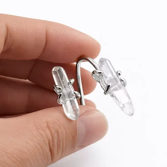 Bague ouverte bohème en quartz naturel transparent pour femmes et filles