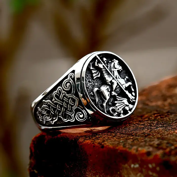 Bague Vintage Gothique Dragon Punk Hip Hop Acier Inoxydable Anneau Celtic Knot Knight Dragon Mode Bijoux Cadeau Occasions Spéciales