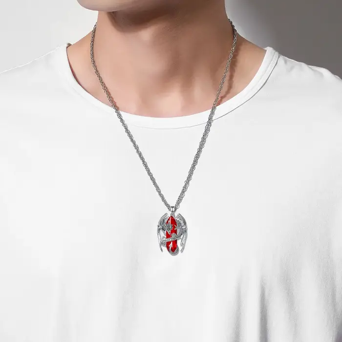 Eudora Dragon Twining Hexagonal cornaline naturelle prismatique collier Punk pierre de guérison pendentif bijoux fins pour femmes homme cadeau