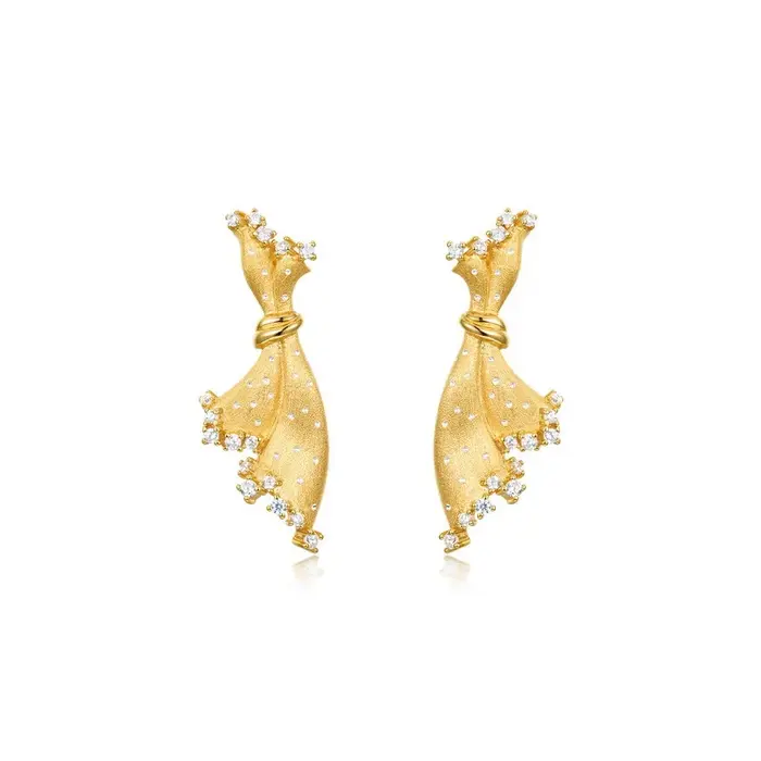 Mode luxe artisanat italien robe brossé goutte balancent grosses boucles d'oreilles pour les femmes Style cour européen oreille goujon audacieux bijoux fins