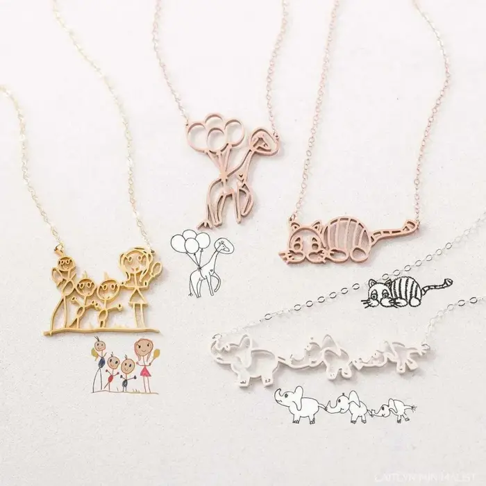 Collier personnalisé avec dessin d'enfant