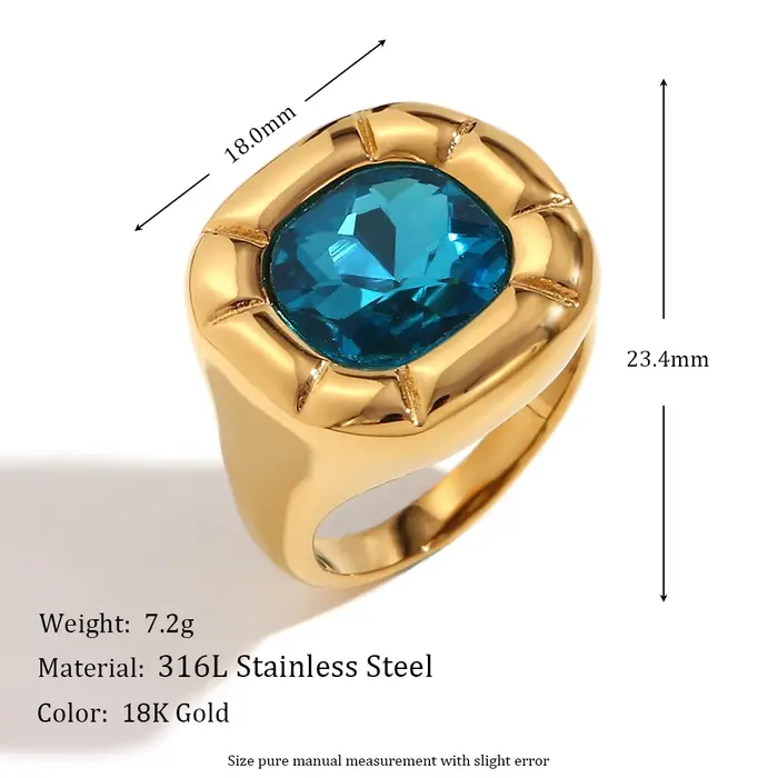 E.B.belle élégant arrondi carré Zircon fleur anneaux plaqué or bague en acier inoxydable femme quoti