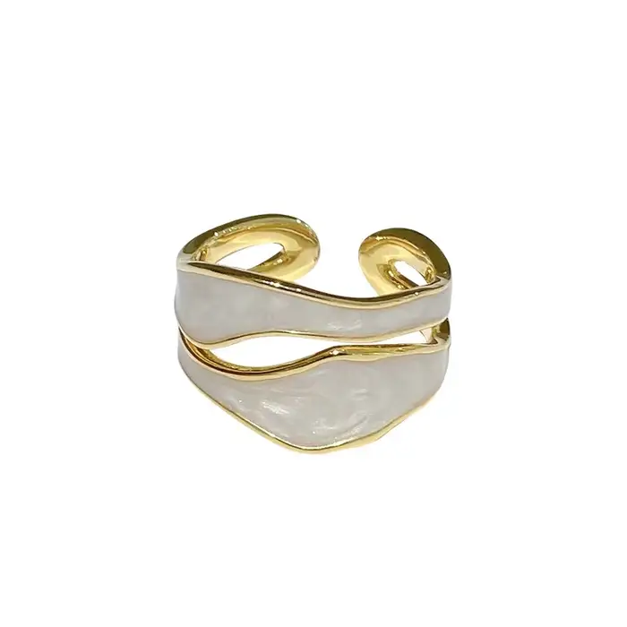 Bague vintage couleur or double goutte d'huile pour femmes alliance de mariage à la mode bijoux de luxe réglable pour parties et occasions spéciales