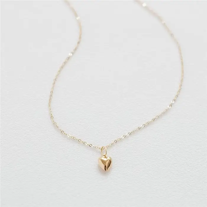 Collier en forme de cœur rempli d'or 14 carats pour femme, tour de cou en or minimalisme, bijoux Boh