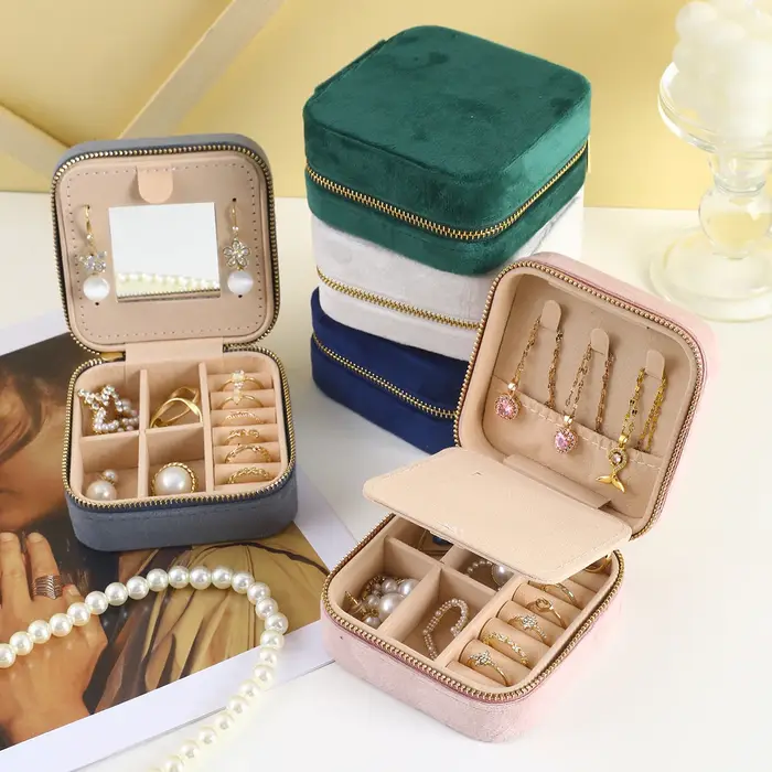 Boîte à bijoux en velours pour femmes