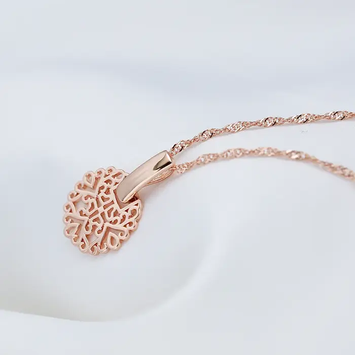 Pendentif JULYDREAM en or rose 585 avec chaîne à vagues d'eau pour femmes élégance quotidienne mariage anniversaire fête cadeau occasions spéciales