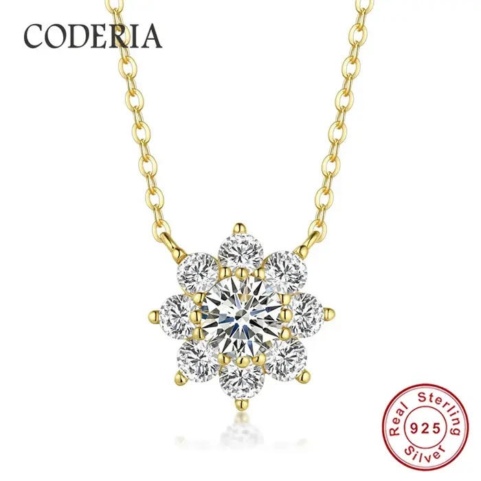 Pendentif tournesol classique 1 Carat D couleur VVS1 3EX diamant Moissanite argent S925 collier 14K 