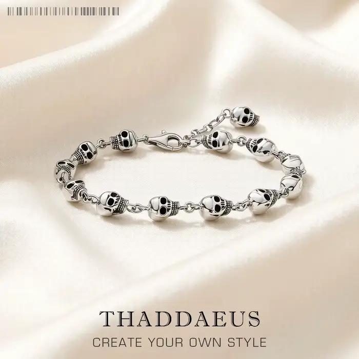 Bracelets Punk en argent Sterling 925 pour hommes et femmes, chaîne à maillons, tête de mort, bijoux