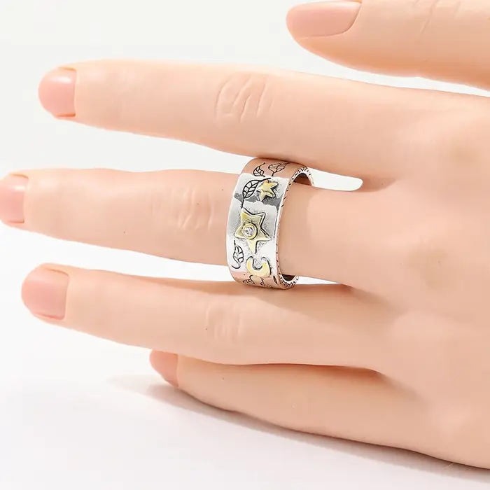 Bague minimaliste étoiles et lune pour femmes et hommes