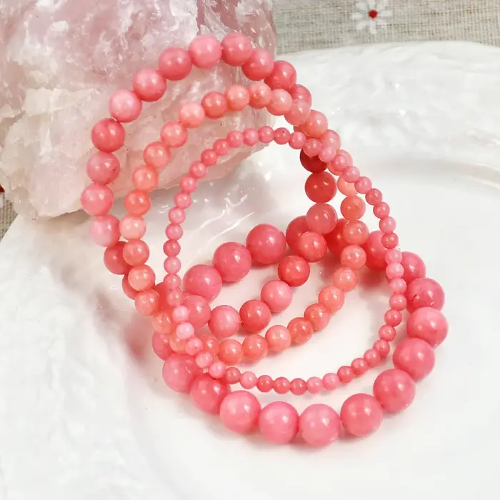 Bracelets en pierre opale rose pour hommes et femmes