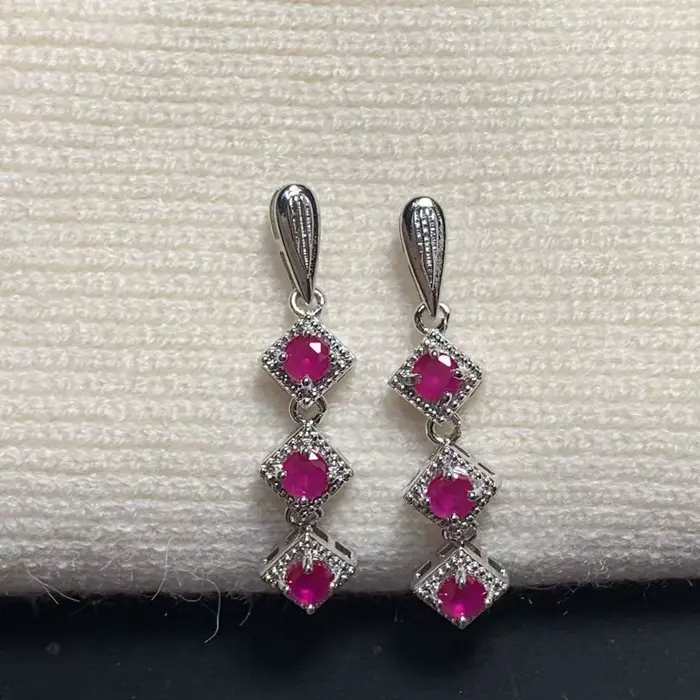 Boucles d'oreilles ovales en rubis naturel, en argent, de luxe, pour femmes, joli cadeau, bijoux fins