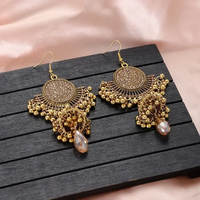 Nouvelles boucles d'oreilles en cristal coloré vintage pour femmes