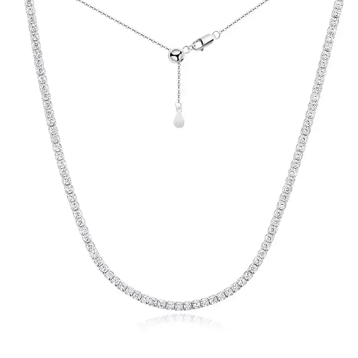 Smyoue chacun 2mm tout Zircon/moissanite collier de Tennis pour femmes homme chaîne ras du cou régla
